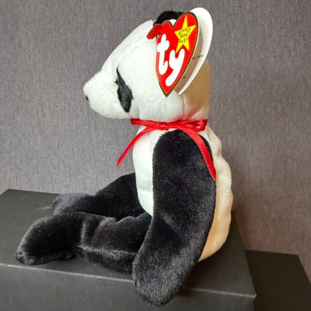Ty Beanie Baby Fortune Panda Bear Plush 1998 w/ Hang Tag Retired Vintage - Picture 16 of 16